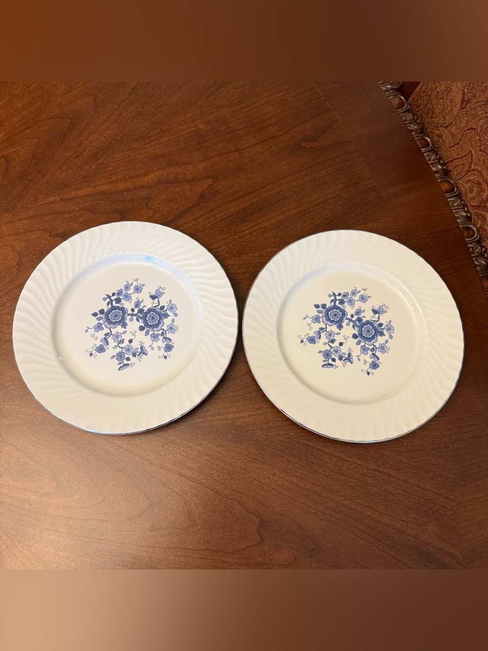 Vintage Enoch Wedgwood Royal Blue 10” Dinner Plates - Set of 2 - Made In England